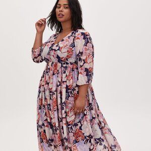 Torrid size 3 sheer dress w/ full slip and empire waist with pockets